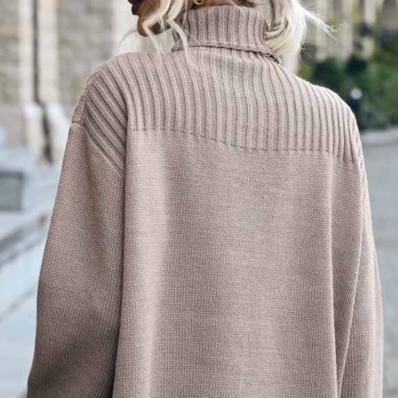 High neck Oversized Sweater Top light brown - Picture 7 of 7